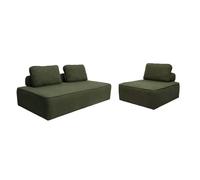 sweeek - Ensemble chauffeuses pour canapé modulable 3 Places Bouclette Kaki - Bao