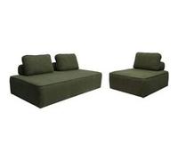 sweeek | Ensemble chauffeuses pour canapé modulable 3 places bouclette kaki - Bao Kaki