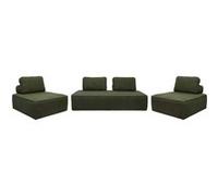 sweeek | Ensemble chauffeuses pour canapé modulable 4 places bouclette kaki - Bao Kaki