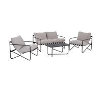 swe nsemble de jardin en acier, 4 places anthracite - 78 x 128 x 63 cm