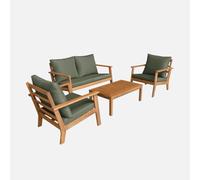 swe nsemble de jardin en bois d'acacia, 4 places, vert kaki, 123 x 81 x 70 cm