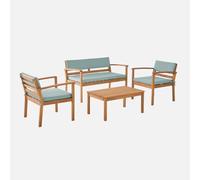 swe nsemble de meubles de jardin en bois d'acacia, 4 places, vert grisâtre, 115 x 62 x 70 cm