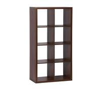 sweeek - Etagère bibliothèque 4 Niveaux 8 Compartiments. casiers. Effet Bois de Noyer. L 76 x P 39 x H 146cm