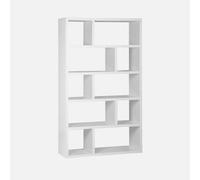 sweeek - Etagère bibliothèque asymétrique 5 Niveaux 10 Compartiments. casiers. Effet Bois Blanc. L 111.2 x P 39 x H 190cm