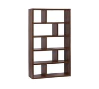 sweeek - Etagère bibliothèque asymétrique 5 Niveaux 10 Compartiments. casiers. Effet Bois de Noyer. L 111.2 x P 39 x H 190cm