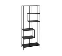 Etagère bibliothèque asymétrique 6 étages en métal noir INDUSTRIELLE L 77 x P 33 x H 185cm
