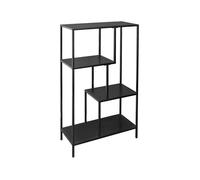 sweeek - Etagère bibliothèque Noir en métal Noir asymétrique 4 Niveaux Industrielle L 69 x P 33 x H 113.5cm