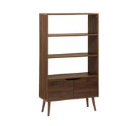 swe tagère bibliothèque décor bois de noyer 2 portes 3 niveaux NEPAL