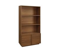 sweeek Étagère bibliothèque effet bois 2 portes 5 niveaux, Kuba, marron, 80 x 35 x 160 cm