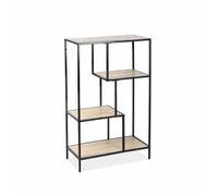swe tagère bibliothèque industrielle métal et décor bois 4 niveaux LOFT