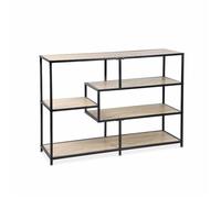 swe tagère bibliothèque industrielle métal et décor bois 5 niveaux LOFT