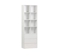 sweeek - Etagère. bibliothèque modulable décor Bois Blanc 3 éléments - 3 tiroirs 8 niches L 70 x P 35 x H 210cm - Kompo