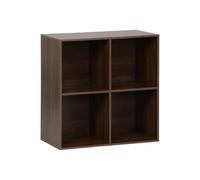 sweeek - Etagère. bibliothèque. Module de Rangement décor Bois Noyer 4 Compartiments L 70 x P 35 x H 70cm - Kompo