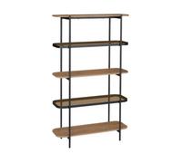 swe tagère bibliothèque verre décor bois et métal 5 niveaux SMOOKY
