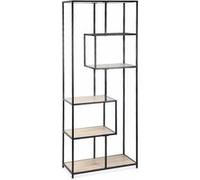 Etagère en métal noir et décor bois - Loft - bibliothèque 6 niveaux. L 77 x l 33 x H 185cm