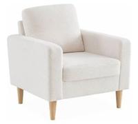 Fauteuil à bouclettes blanches. scandinave - Bjorn - Canapé 1 place fixe droit pieds bois