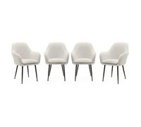 sweeek - Fauteuil bouclette et pieds métal (lot de 4) SHELLA
