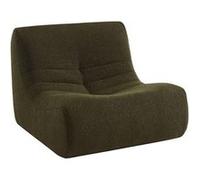 Fauteuil chauffeuse en bouclette texturée kaki foncé style contemporain 1 place