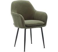 Fauteuil en velours côtelé kaki et pieds en métal noir mat L 57 x P 59 x H 845