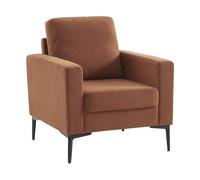 sweeek - Fauteuil en Velours côtelé Terracotta - Bjorn - Canapé 1 Place Fixe Droit Pieds métal