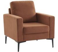 sweeek - Fauteuil en Velours côtelé Terracotta - Bjorn - Canapé 1 Place Fixe Droit Pieds métal