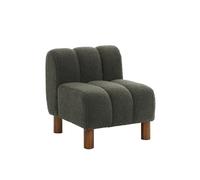 sweeek - Fauteuil Enfant Pieds arrondis Bois d'hévéa et Bouclette Kaki L 47 x P 56.5 x H 52.5cm - Angel