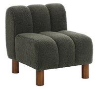 sweeek - Fauteuil Enfant Pieds arrondis Bois d'hévéa et Bouclette Kaki L 47 x P 56.5 x H 52.5cm - Angel