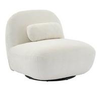 sweeek - Fauteuil pivotant 360° en Bouclette texturée Blanc crème. piètement en métal Noir Mat - Spino