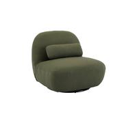 sweeek - Fauteuil pivotant 360° en Bouclette texturée Vert Kaki foncé piètement en métal Noir Mat - Spino