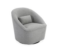 Fauteuil pivotant 360° en tissu gris clair. avec coussin LANA L 80 x P 73 x H77cm