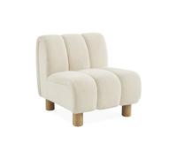 Fauteuil relax pieds bois et tissu bouclette blanc I sweeek