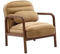 sweeek - Fauteuil scandinave Bois d'hévéa teinté Noyer et Tissu Velours Cappuccino