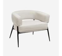 sweeek - Fauteuil Tissu Blanc Dossier incurvé piétement métal L 81.5 x P 72.5 x H 69 cm - Cristo
