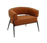 sweeek - Fauteuil Tissu Terracotta Dossier incurvé piétement métal L 81.5 x P 72.5 x H 69 cm - Cristo