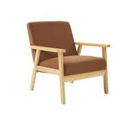 Fauteuil vintage / scandinave structure en bois et contreplaqué et assise en velours côtelé coloris marron