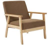 Fauteuil vintage / scandinave structure en bois et contreplaqué et assise en velours côtelé taupe