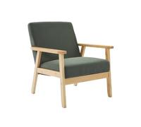 sweeek - Fauteuil Vintage/scandinave Structure en Bois et contreplaqué et Assise en Velours côtelé Vert Kaki