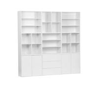 sweeek - Kit étagère. bibliothèque décor Bois Blanc 9 éléments 100% modulable L 210 x P 35 x H 210cm - Kompo