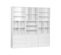 sweeek - Kit étagère. bibliothèque décor Bois Blanc 9 éléments 100% modulable L 210 x P 35 x H 210cm - Kompo