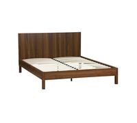 sweeek - Lit avec sommier à Lattes et tête de lit 160x200cm décor Bois Noyer - Linear