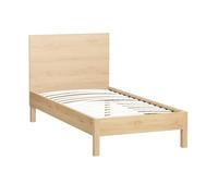 sweeek - Lit avec sommier à Lattes et tête de lit 90x190cm décor Bois Naturel - Linear