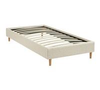 Lit avec sommier à lattes finition bouclette blanc L 203 x P 965 x H 30cm