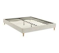 sweeek | Lit avec sommier à lattes L 213 x P 1675 x H 30cm blanc finition velours côtelé (fine côte) Blanc G