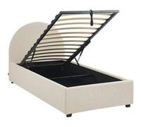 sweeek Lit coffre avec sommier à lattes et tête de lit finition bouclette blanc L 206 x P 104 x H 102cm Blanc