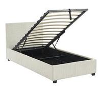 sweeek | Lit coffre avec sommier à lattes et tête de lit finition velours côtelé blanc L 202 x P 975 x H 86cm Blanc G