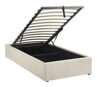 Lit coffre avec sommier à lattes finition bouclette blanc L 203 x P 97 x H 32cm