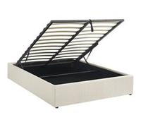 sweeek | Lit coffre avec sommier à lattes finition bouclette blanc L 204 x P 148 x H 32cm Blanc G