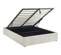 sweeek | Lit coffre avec sommier à lattes finition velours côtelé blanc L 204 x P 148 x H 32cm Blanc G
