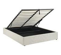 sweeek Lit coffre avec sommier à lattes finition velours côtelé blanc L213 x P1665 x H32cm Blanc