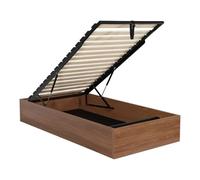 sweeek - Lit Coffre sommier à Lattes 90x190cm décor Bois Noyer - Lift